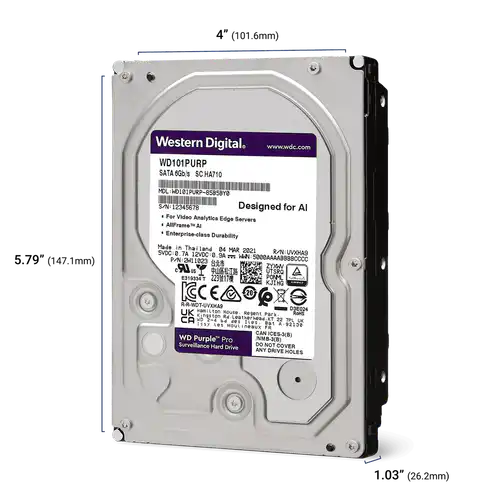 WD Purple Pro 14TB Surveillance HDD 7200RPM 256MB SATA 3.5in 5YR Warranty