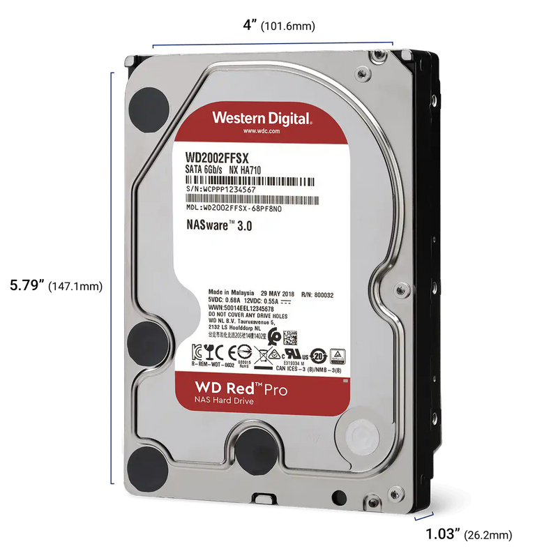 WD Red Pro 10TB SATA 3.5in 7200RPM NAS Hard Drive 512MB Cache