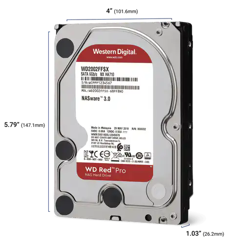 WD Red Pro 12TB SATA 3.5in 7200RPM NAS Hard Drive 256MB Cache