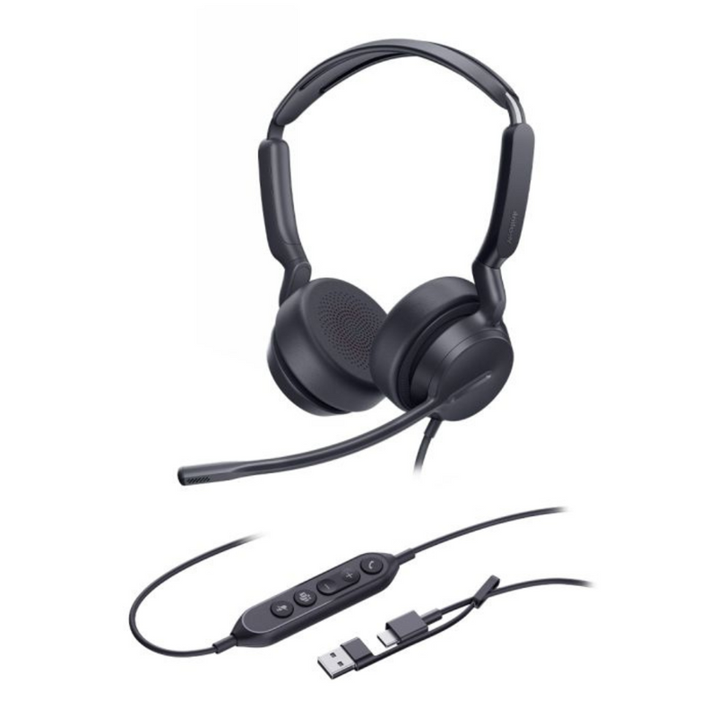Yealink UH42 Stereo MS Headset USB-C Noise Cancelling Mic Leather C/A Adapter
